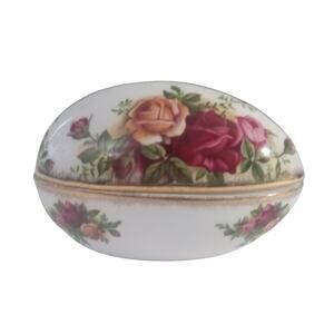 Vintage Royal Albert Bone China Old Country Roses Oval Egg Trinket Box England